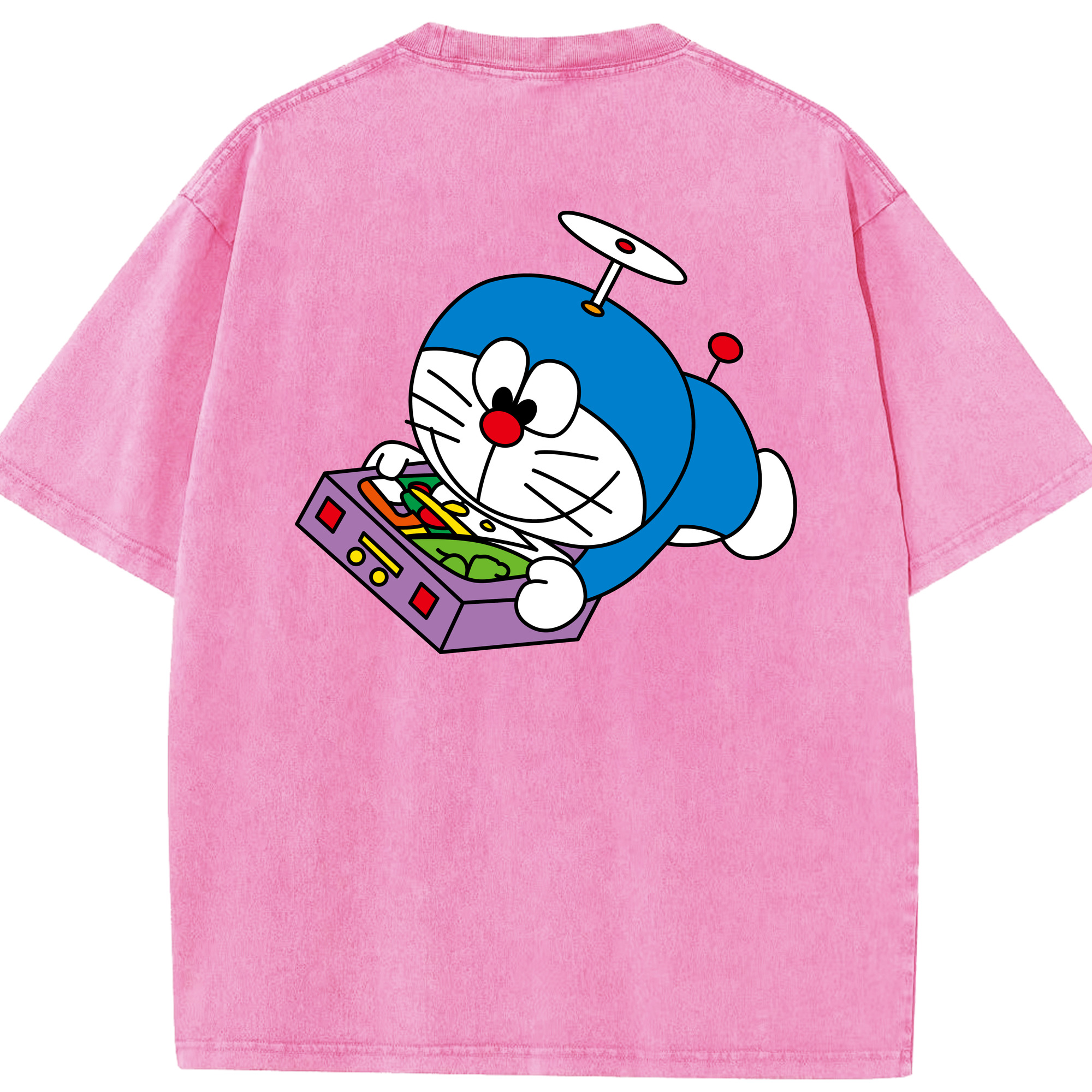（画像用） ドラえもん Doraemon 綿100% ヴィンテージ風 半袖Tシャツ（背面プリント）